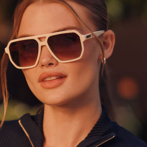 Cameron Navigator Sunglasses | Ivory & Brown Gradient | DIFF Eyewear