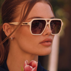 Cameron Navigator Sunglasses | Ivory & Brown Gradient | DIFF Eyewear