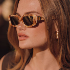 Daphne Rectangle Sunglasses | Gilded Tort + Ivory & Brown | DIFF