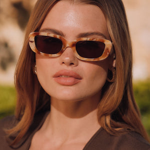 Daphne Rectangle Sunglasses | Gilded Tort + Ivory & Brown  display picture 1