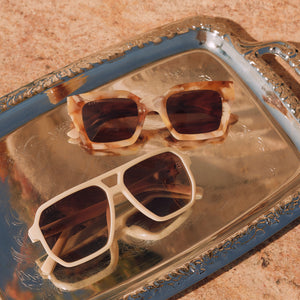 Cameron Navigator Sunglasses | Ivory & Brown Gradient | DIFF Eyewear