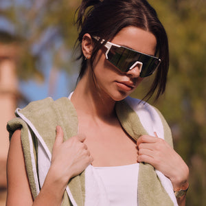 Heat Shield Sunglasses | Matte Ivory & Lavender Mirror | DIFF Eyewear