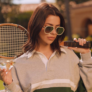 Joey Round Sunglasses | Ivory + Gold & Slate Flash | DIFF Eyewear