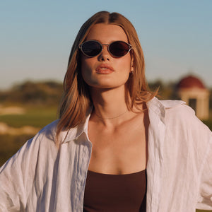 DIFF Gold Sunglasses for Women DIFF Eyewear Oversized Square 51mm Nola Sunglasses In Honey  main image 3