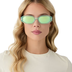 DIFF Eyewear Indy Opalescent Turquoise Turquoise Ice Mirror Sunglasses Allegra Rectangle Sunglasses | Opalescent Turquoise & Ice  main image 4