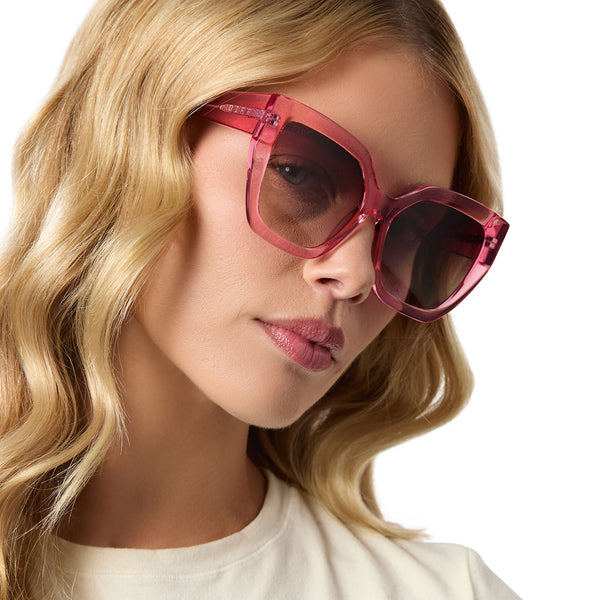 blaire - candy pink crystal + brown gradient sunglasses 6