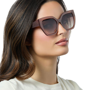Blaire Women\'s Angular Sunglasses in Ivory with Gradient Brown Lenses Oroton Blaire Ii Cookie Tort Female D-Frame Sunglasses  main image 4