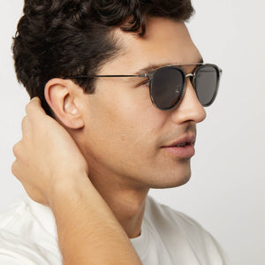 Camden Aviator Sunglasses | Black Smoke Crystal & Grey | DIFF Eyewear
