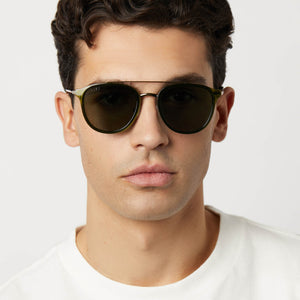 Camden Aviator Sunglasses | Dark Olive Crystal & G15 | DIFF Eyewear