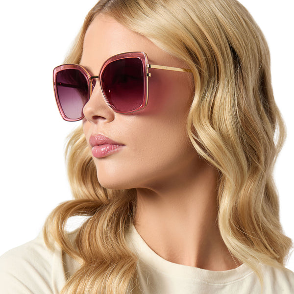 clarisse - candy pink crystal + wine gradient sunglasses 5