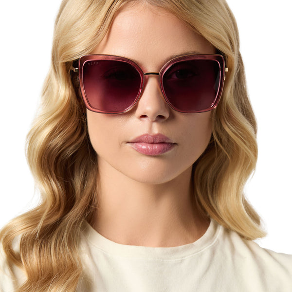 clarisse - candy pink crystal + wine gradient sunglasses 1