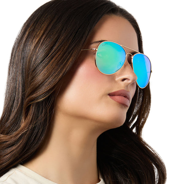 cruz - gold + green mirror + polarized sunglasses 7