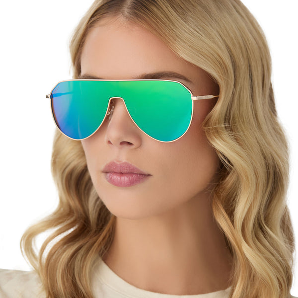 dash shield - gold + green mirror sunglasses 7