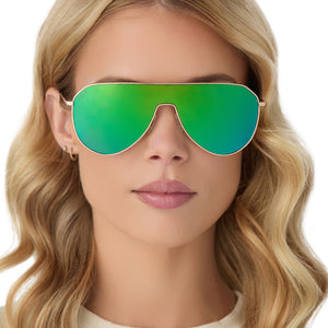 Dash SHIELD Shield Sunglasses | Gold & Green Mirror | DIFF  display picture 3