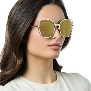 Donna III Square Sunglasses | Gold & Gold Mirror | DIFF Eyewear display picture 1