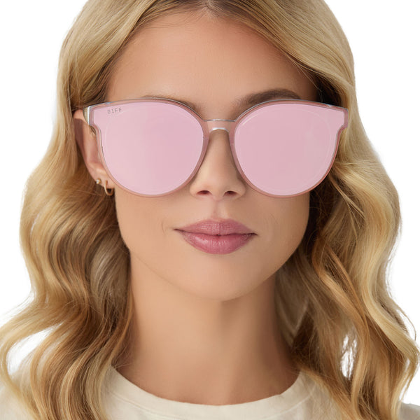 gemma - opalescent pink + cherry blossom mirror sunglasses 6