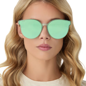 Gemma Round Sunglasses | Opalescent Turquoise & Ice Mirror  display picture 2