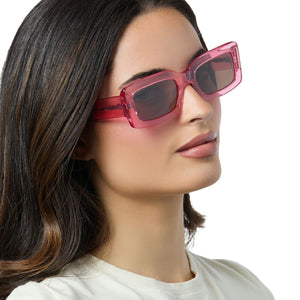 Indy Rectangle Sunglasses | Candy Pink Crystal & Brown  display picture 3