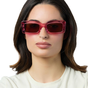 Indy Rectangle Sunglasses | Candy Pink Crystal & Brown  display picture 1