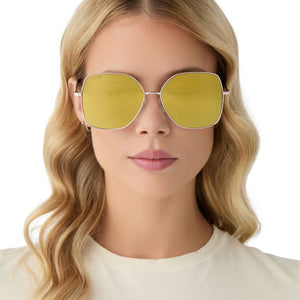 DIFF Eyewear Round Sunglasses Yellow Frame Mirrored Lens Retro Style Diff eyewear mirrored sunglasses - Gem main image 2