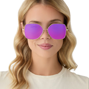 Iris Square Sunglasses | Gold & Pink Rush Mirror | DIFF Eyewear