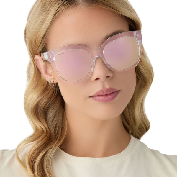 maya - opalescent pink + cherry blossom mirror sunglasses 6