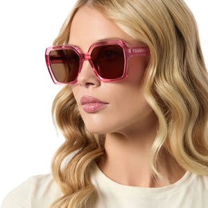 Sloane Square Sunglasses | Candy Pink Crystal & Brown | DIFF  display picture 1