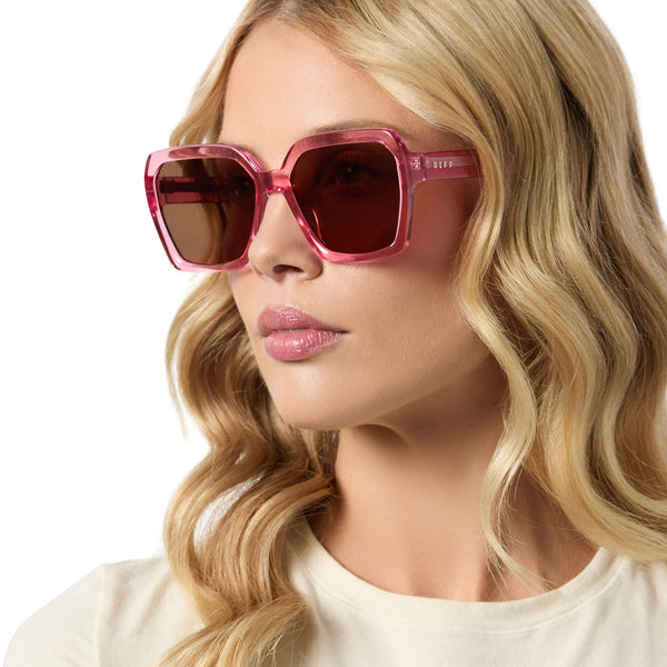 sloane - candy pink crystal + brown sunglasses 6