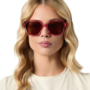 Diff Eyewear Pink and Brown Sunglasses Oversized Square NWOT Amber Striped Thick Oversized Square Gradient Sunglasses  main image 3