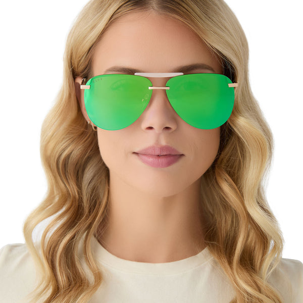 tahoe - gold + green mirror sunglasses 1