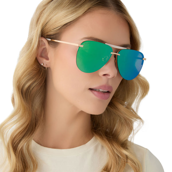 tahoe - gold + green mirror sunglasses 5
