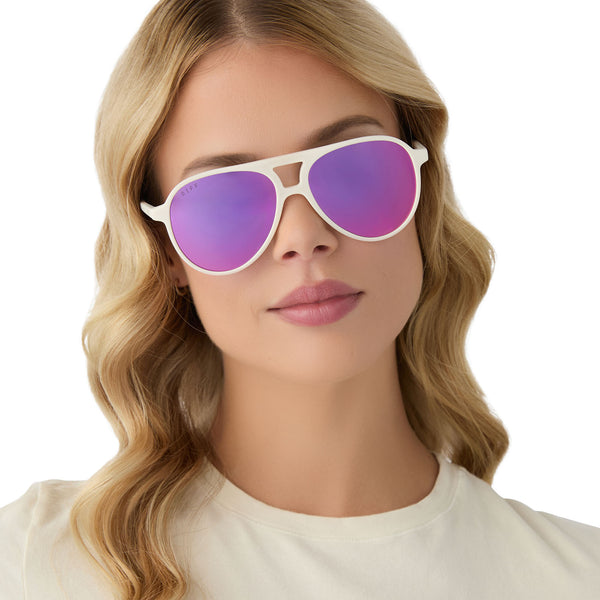 tosca ii - matte white + pink rush mirror sunglasses 6