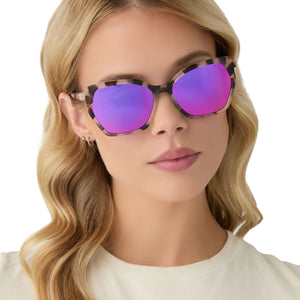 Vera Square Sunglasses | Cream Tortoise & Pink Rush Mirror | DIFF