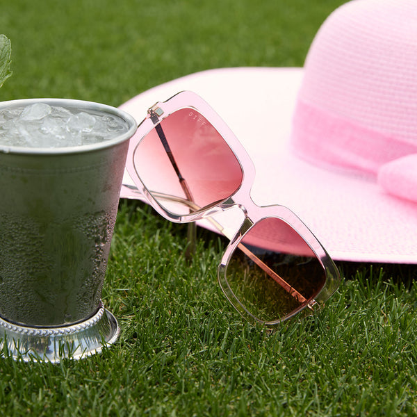 sandra - light pink crystal + dusk gradient sunglasses 7