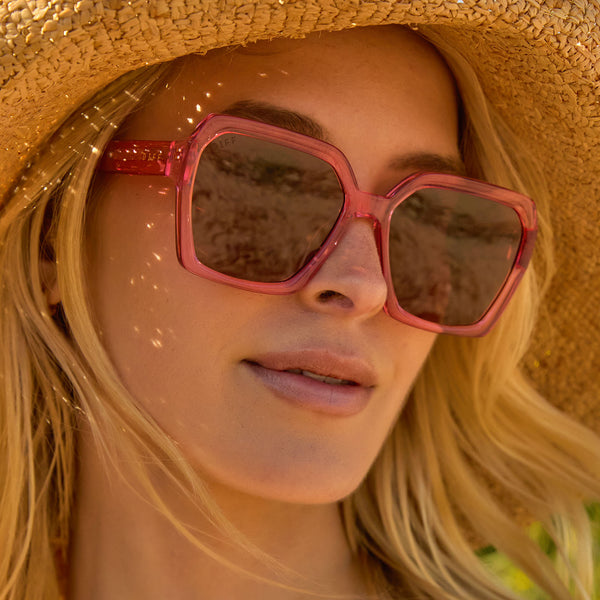 sloane - candy pink crystal + brown sunglasses 1