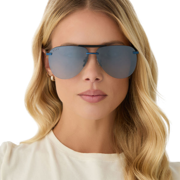 tahoe - deep navy metal + aegean blue flash + polarized sunglasses 5