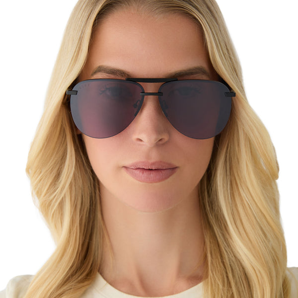 tahoe - matte black + black temple tips + aubergine + silver flash sunglasses 5