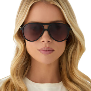 Womens NY Collection Black Frame Sunglasses with Brown Gradient Lenses Tosca II Aviator Sunglasses | Black & Brown Gradient | DIFF  main image 4