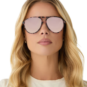 Tosca II Aviator Sunglasses | Himalayan Tort & Taupe Mirror | DIFF