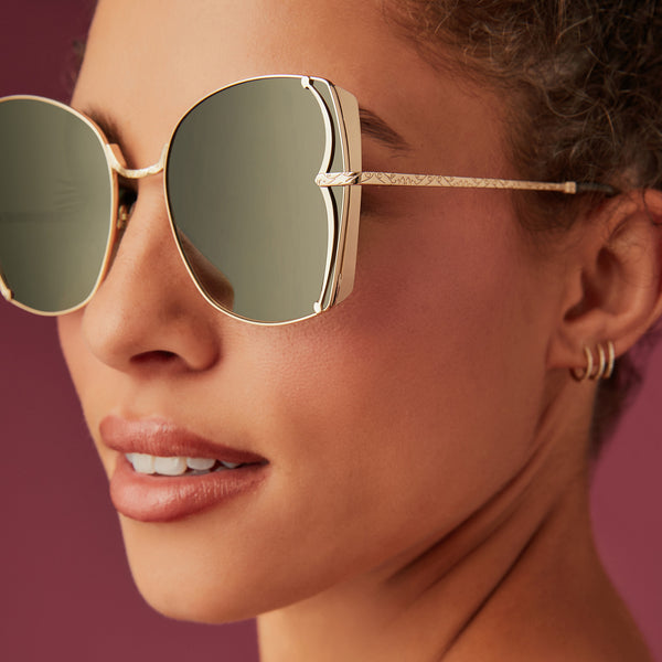 disney princess - tiana + gold + green gradient w light gold flash + polarized sunglasses 5