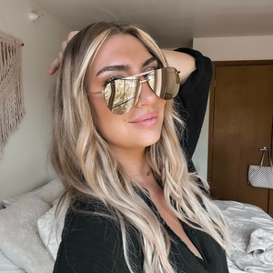 Rose gold mirror reflective top sunglasses
