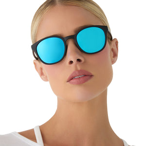 Volley Round Sunglasses | Matte Black & Blue Mirror | DIFF  display picture 3