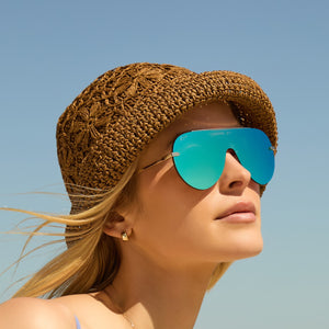 IMANI - GOLD + TURQUOISE ICE MIRROR SUNGLASSES