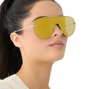 Imani Shield Sunglasses | Silver & Gold Mirror | DIFF Eyewear display picture 2