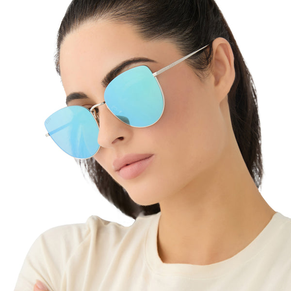 kinsley - silver + aquatic awe mirror sunglasses 5