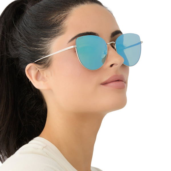 kinsley - silver + aquatic awe mirror sunglasses 6