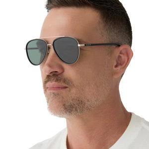 DIFF x Yellowstone Aviator Sunglasses - Black Lenses, Gold Frame Yellowstone Aviator Sunglasses | Black & G15 | DIFF Eyewear main image 3