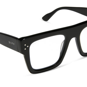 diff eyewear featuring the roberts rectangle prescription glasses with a black frame detailed view