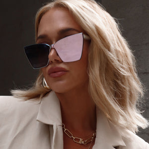 Goldie Cateye Sunglasses | Pink & Cherry Blossom Mirror  display picture 2