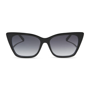 diff eyewear featuring the alina cat eye sunglasses with a black frame and grey gradient lenses front view